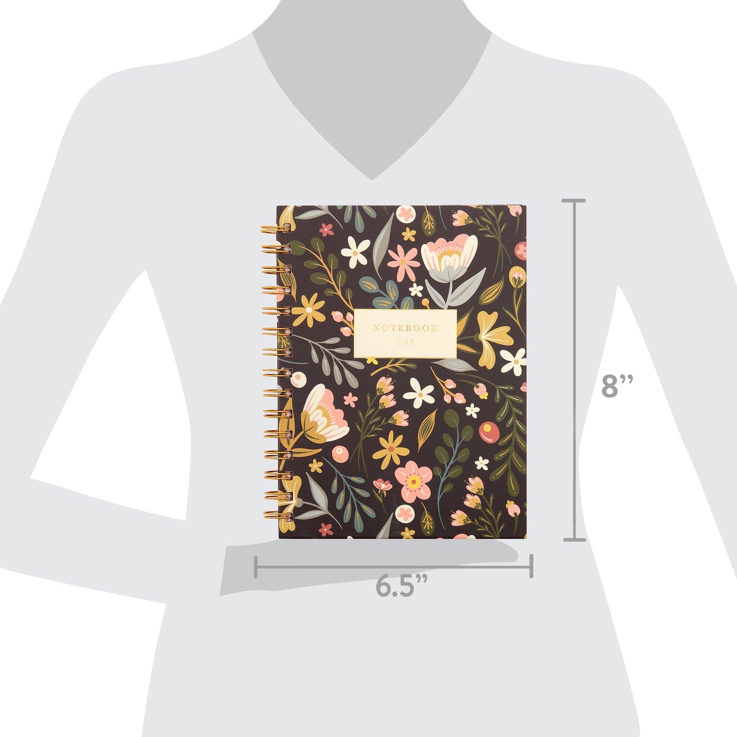 6. 4X8 Hardcover Journal, Floral,Includes Sticker Sheet and Heavy-Duty Pocket