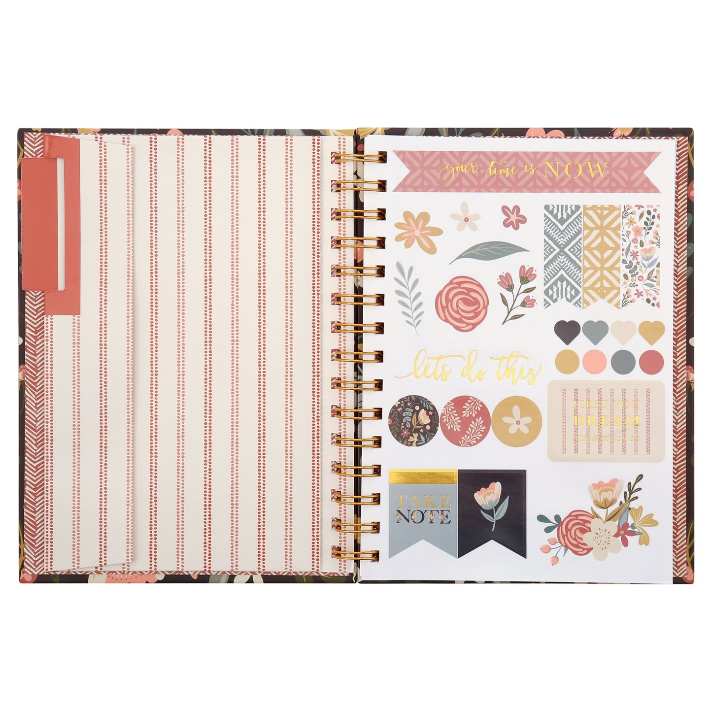 6. 4X8 Hardcover Journal, Floral,Includes Sticker Sheet and Heavy-Duty Pocket